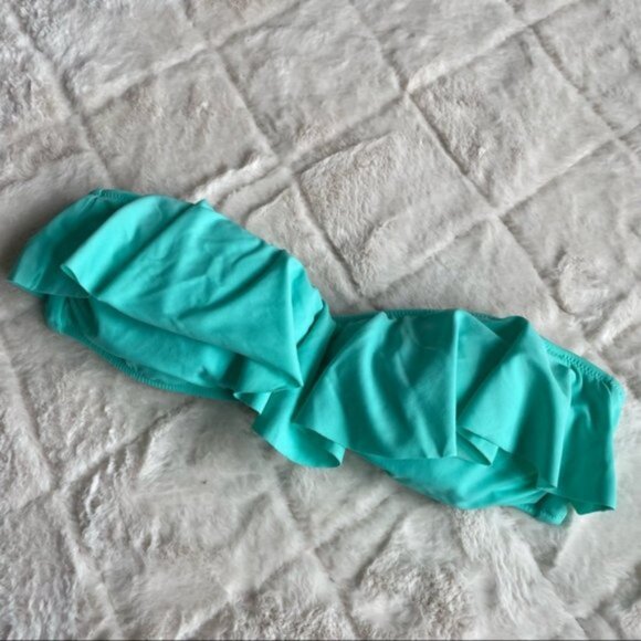Victoria's Secret | Aqua Strapless Flounce Bikini Top | Size Medium - Picture 2 of 11